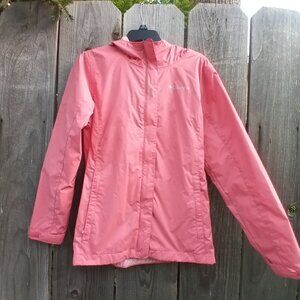 COLUMBIA JACKET GIRLS SZ L PINK ARCADIA WATERPROOF WALKING JACKET ZIP CLOSURE
